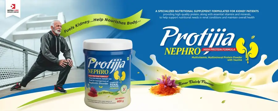 Protijia Nephro Protein powder for kidney patients - Intra Life PCD pharma franchise product banner
